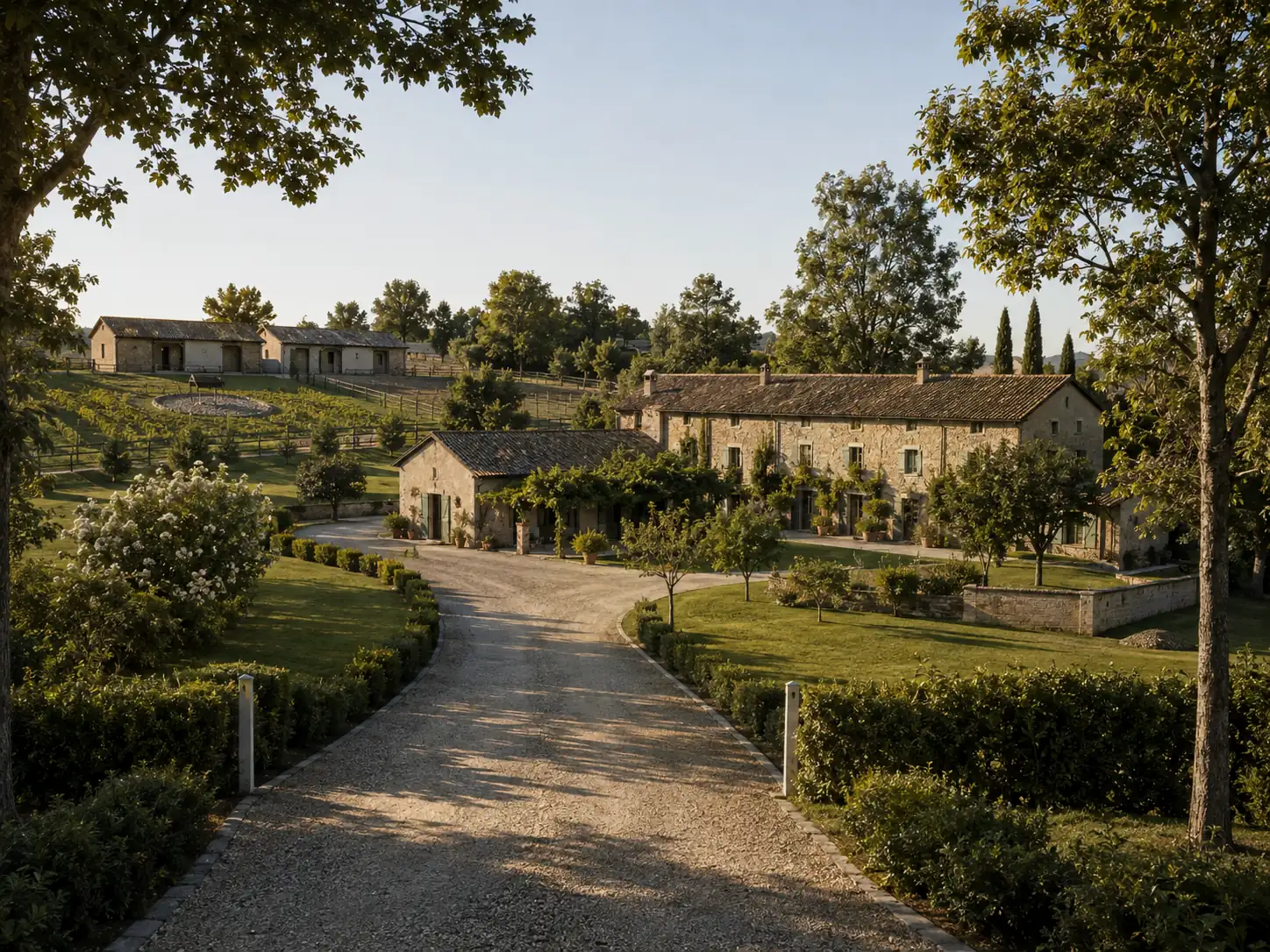Il viale di accesso alberato