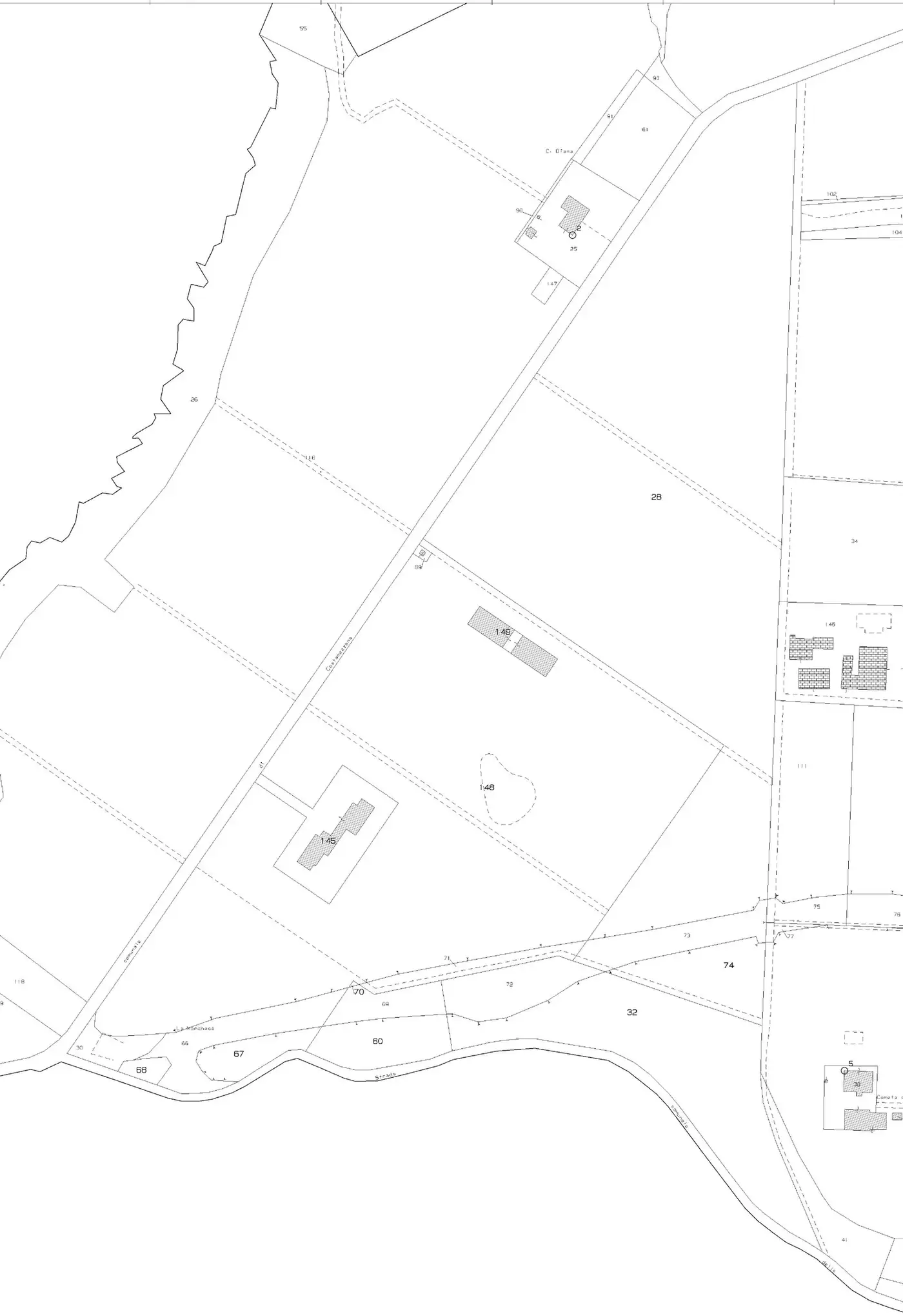 Estratto di mappa catastale · Foglio 36 · scala originale 1:2000